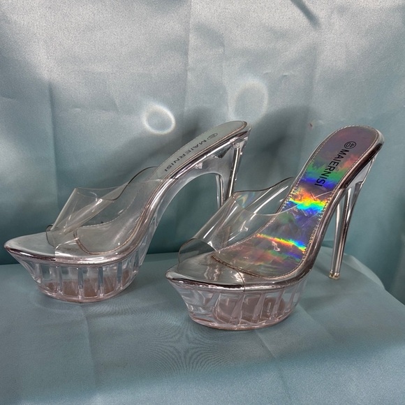 Classic Clear Dancer’s Mule Stilettos - Picture 1 of 5